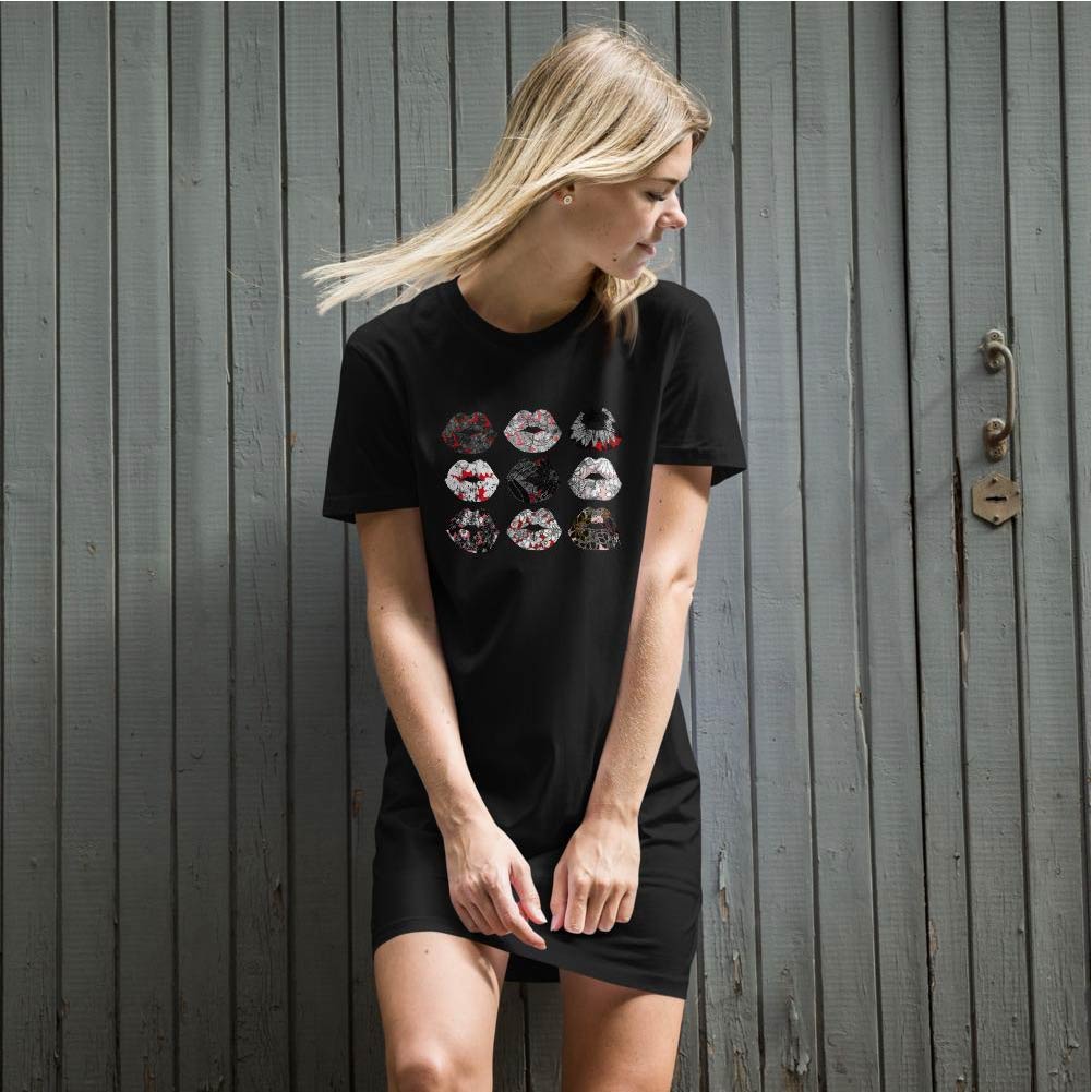 Kiss It Collection: Fancy Lips Organic Cotton T-Shirt Dress