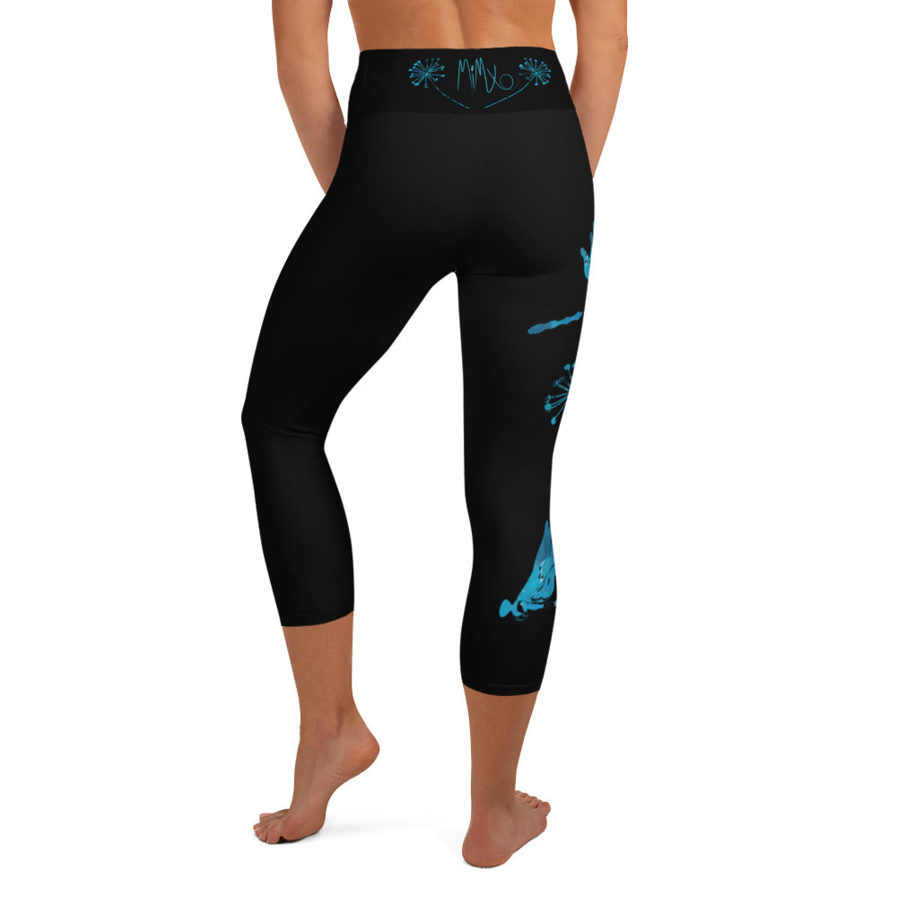 Blue Dande: High-Waisted Yoga Capri Leggings