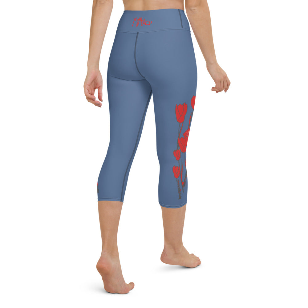 Kiss It Collection: Two-Lips High-Waisted Yoga Capri Leggings w/Inside Pocket
