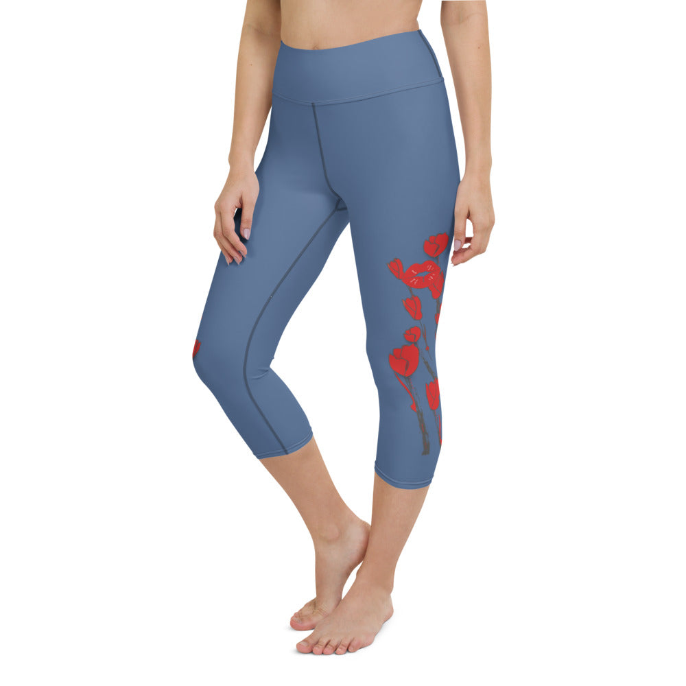Kiss It Collection: Two-Lips High-Waisted Yoga Capri Leggings w/Inside Pocket