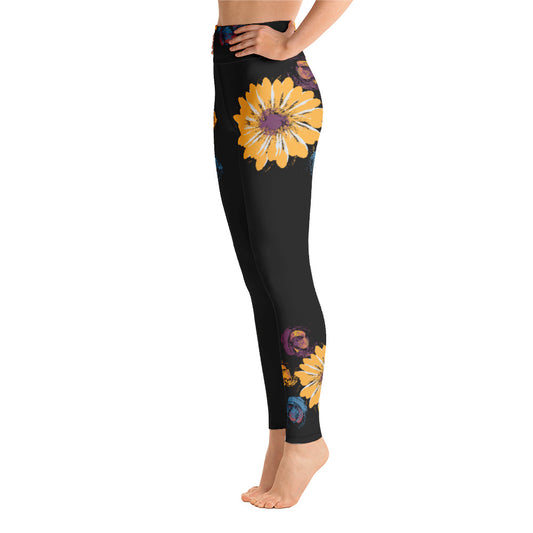 Sweet Grunge Flower Swag - High-Waisted Yoga Leggings