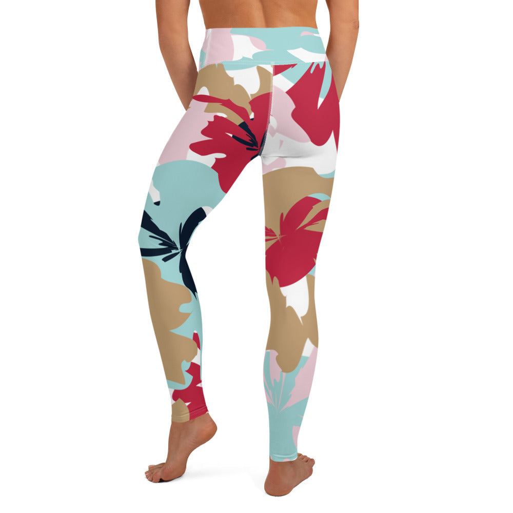 Abstract Blooms: High-Waisted Yoga Leggings w/Inside Pocket