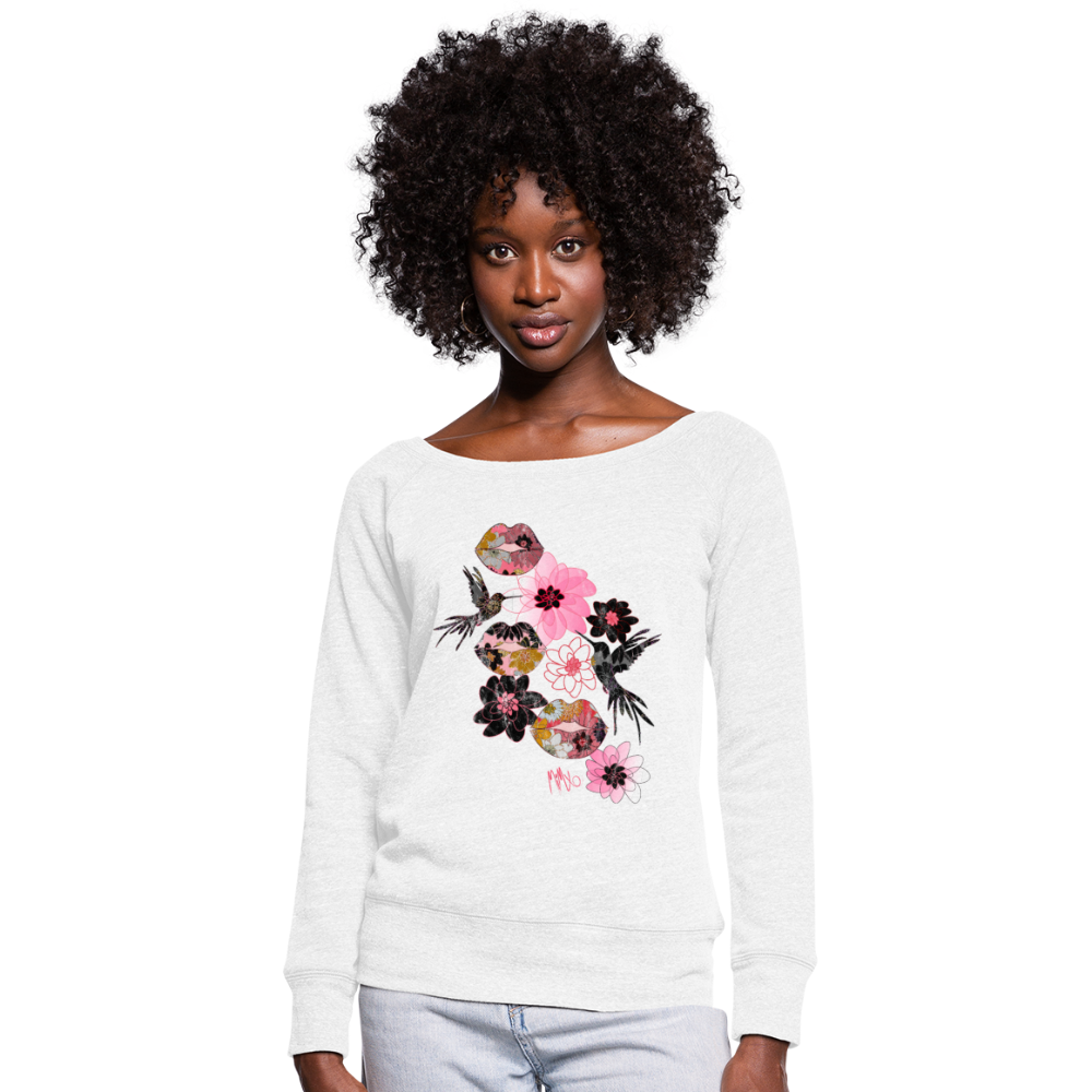 Kiss It Collection: Lip Collage Deux Women's Wideneck Sweatshirt - white