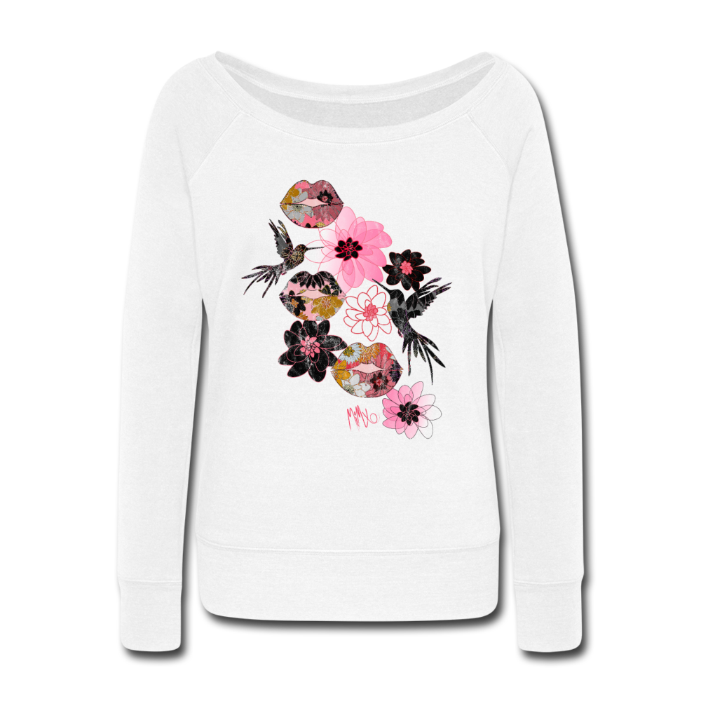 Kiss It Collection: Lip Collage Deux Women's Wideneck Sweatshirt - white