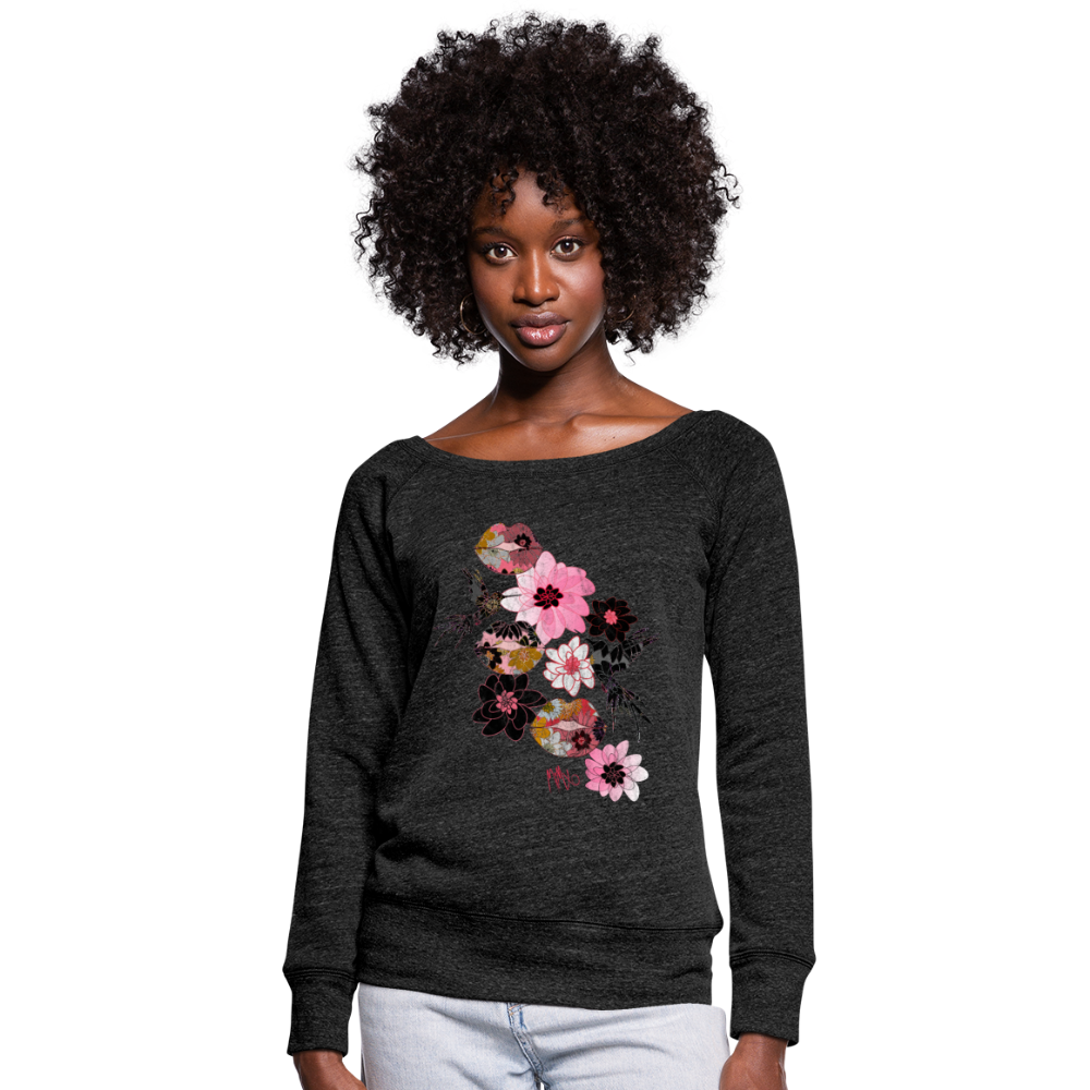 Kiss It Collection: Lip Collage Deux Women's Wideneck Sweatshirt - heather black