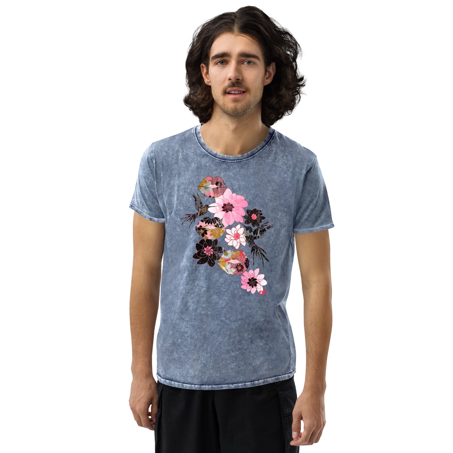 Lip Collage Deux: Unisex Denim T-Shirt