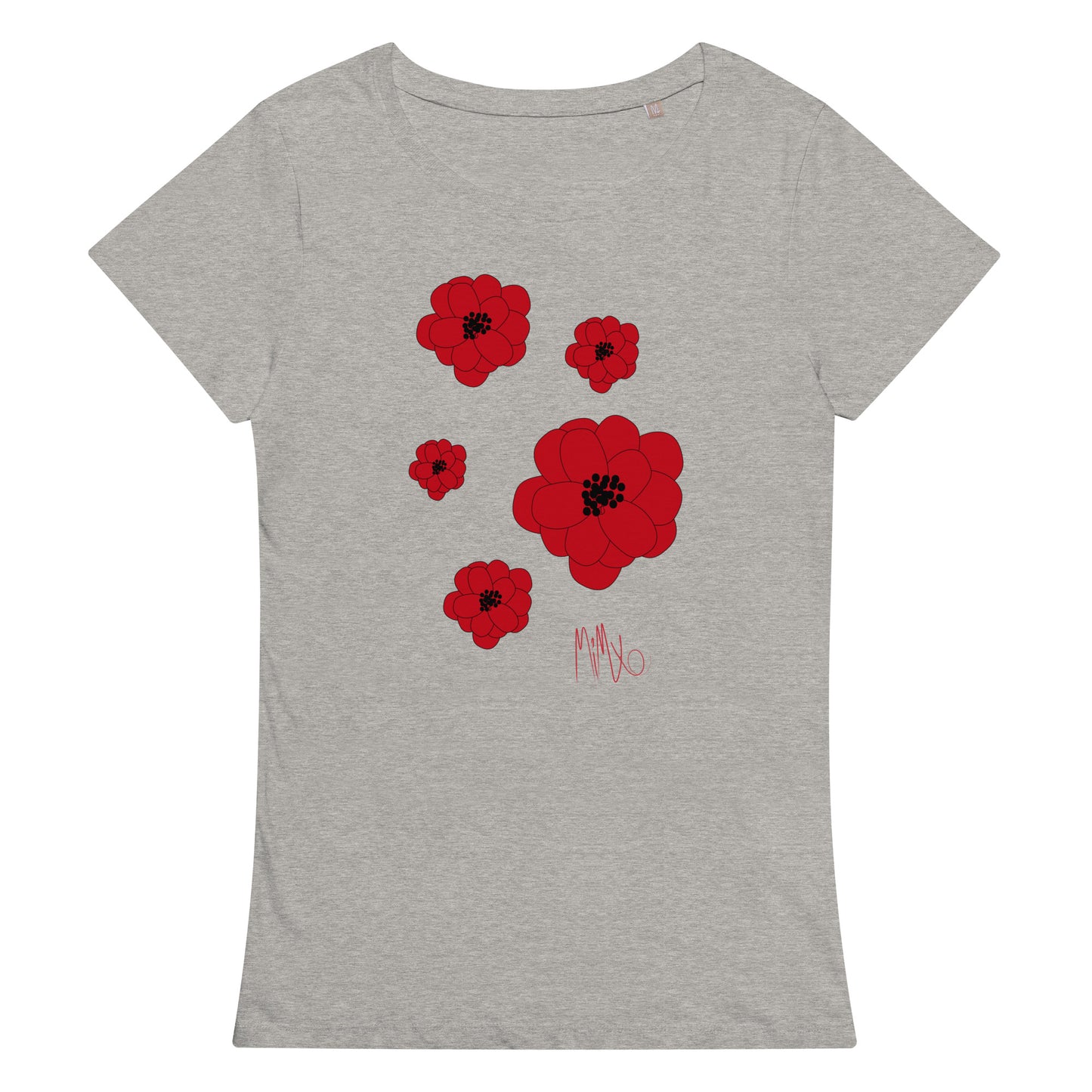 Big Bold Blooms Collection: Red, Black, and Blue Women’s Basic Organic T-Shirt