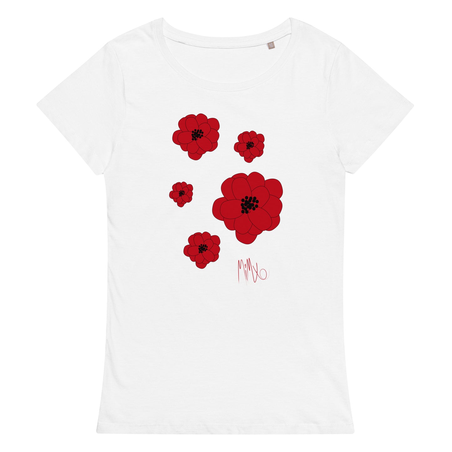 Big Bold Blooms Collection: Red, Black, and Blue Women’s Basic Organic T-Shirt