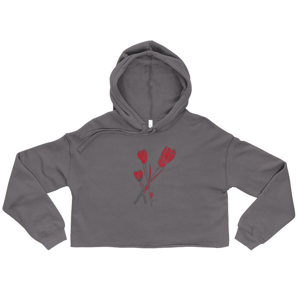 Kiss It Collection: Two-Lips Minimalist Raw Hem Crop Hoodie