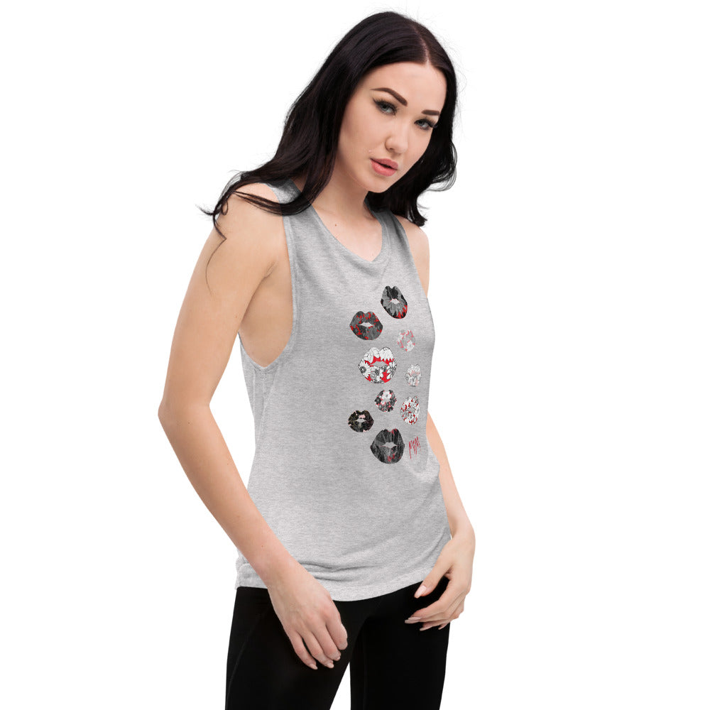 Kiss It Collection: Fancy Lips Ladies’ Muscle Tank