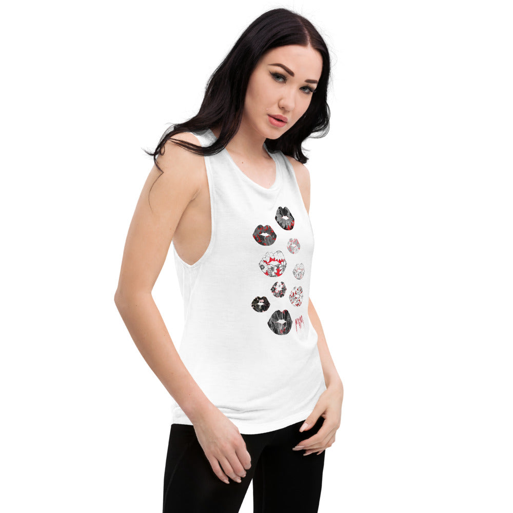 Kiss It Collection: Fancy Lips Ladies’ Muscle Tank