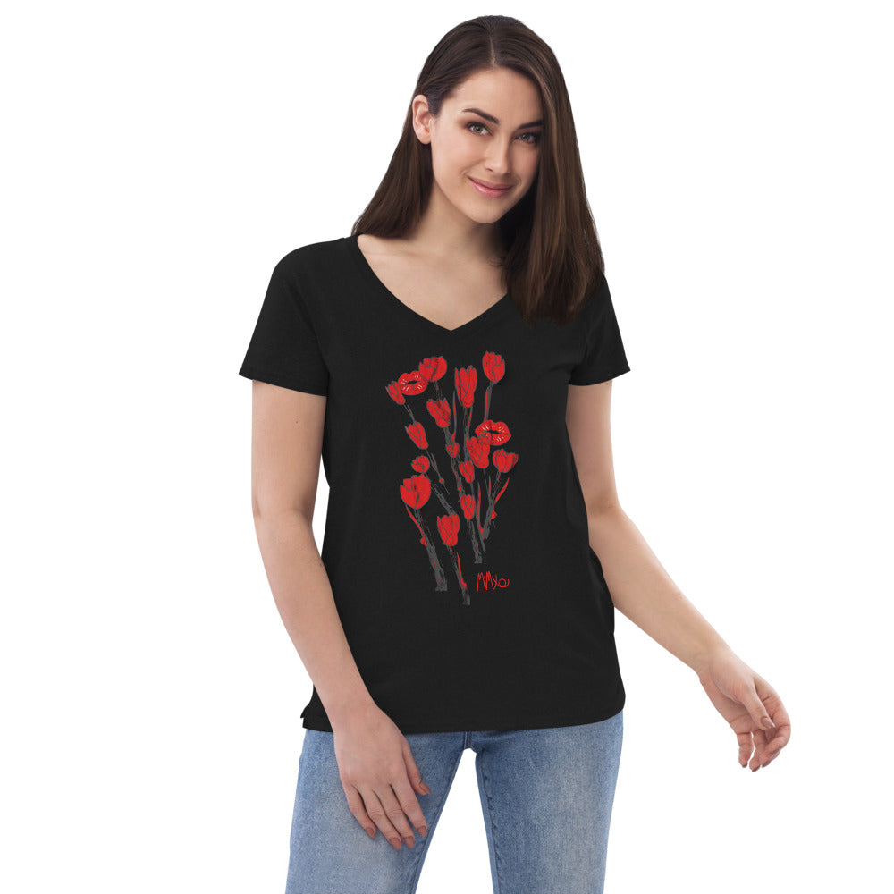 Kiss It Collection: Two-Lips Women’s Recycled V-Neck T-Shirt