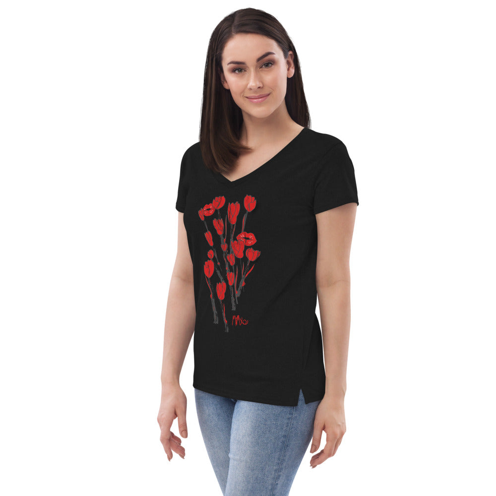 Kiss It Collection: Two-Lips Women’s Recycled V-Neck T-Shirt