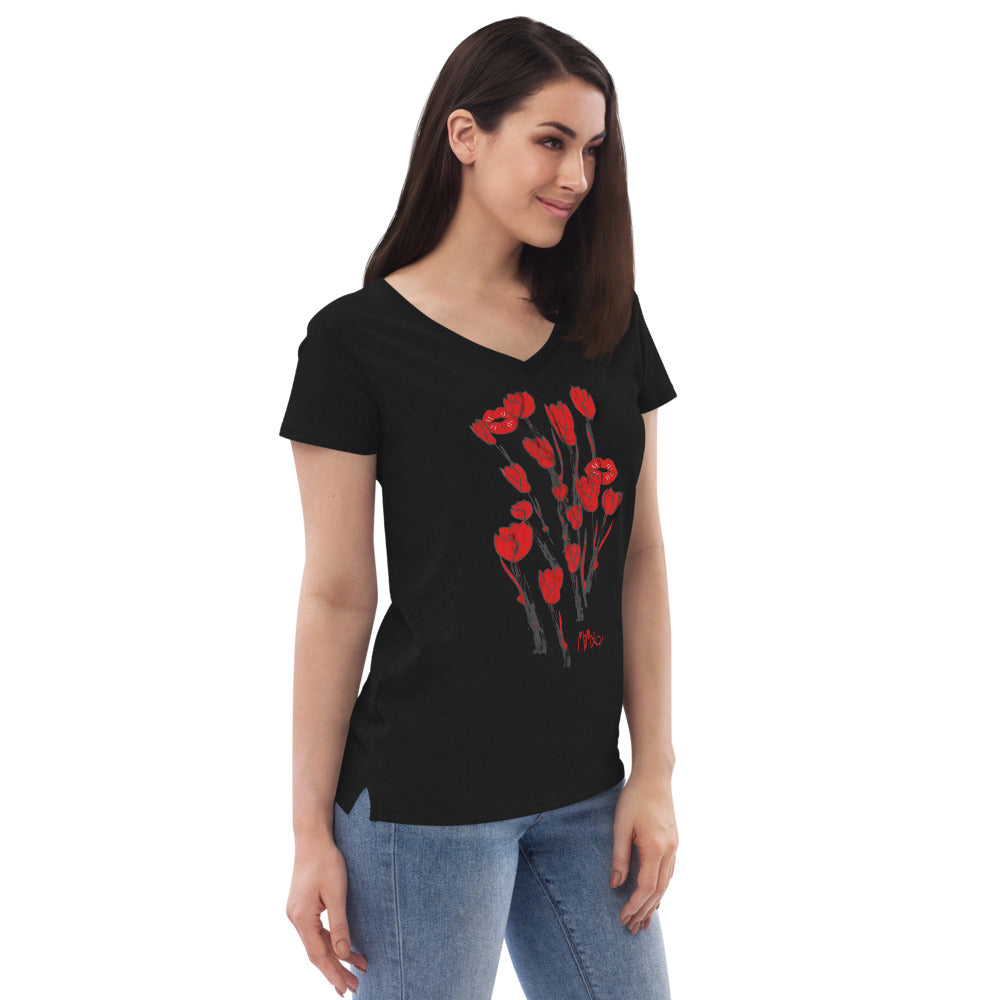 Kiss It Collection: Two-Lips Women’s Recycled V-Neck T-Shirt