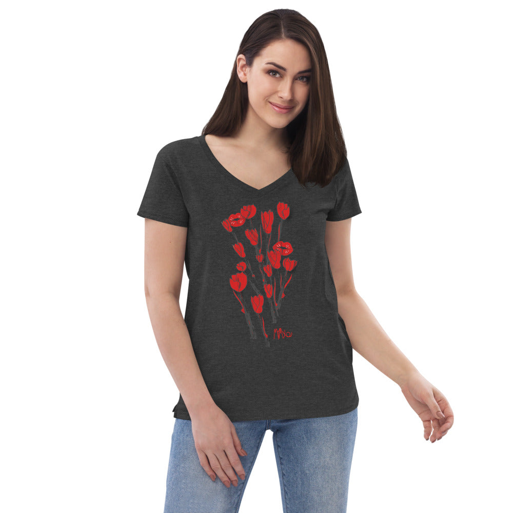 Kiss It Collection: Two-Lips Women’s Recycled V-Neck T-Shirt