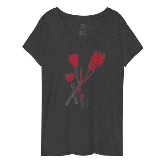Kiss It Collection: Two-Lips Minimalist - Women’s Recycled V-Neck T-Shirt