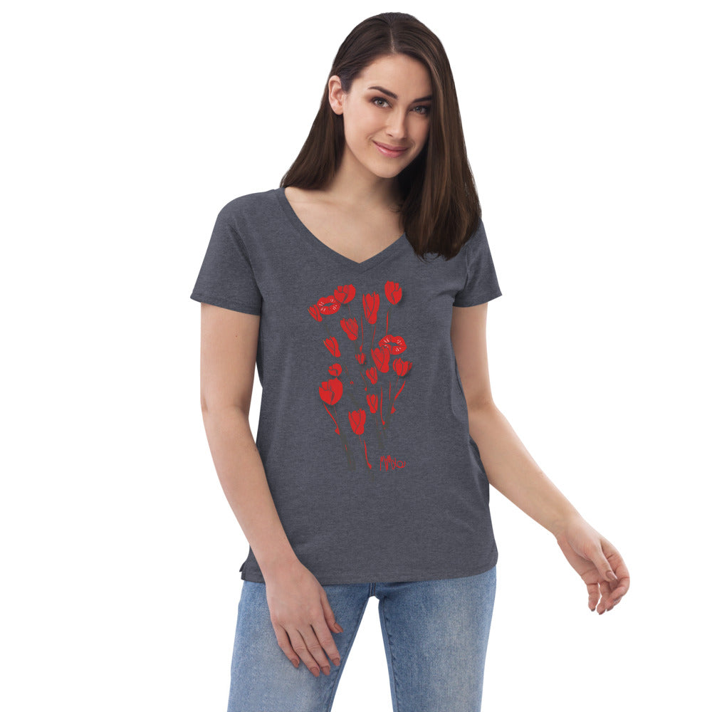 Kiss It Collection: Two-Lips Women’s Recycled V-Neck T-Shirt