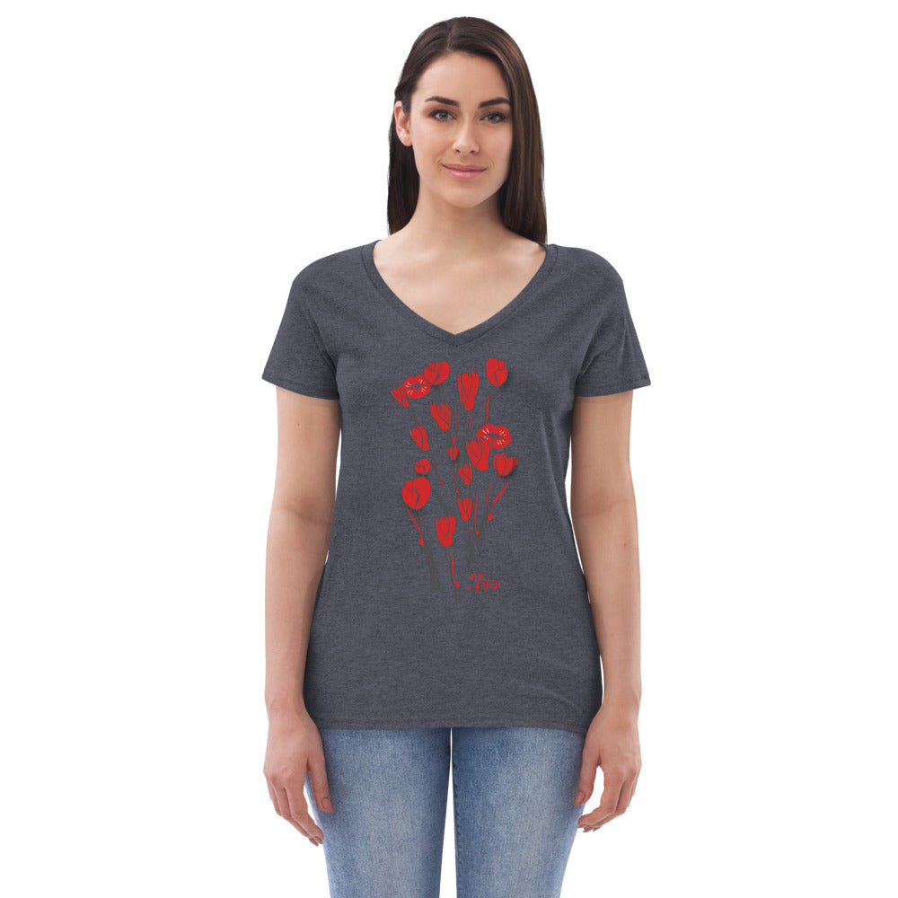 Kiss It Collection: Two-Lips Women’s Recycled V-Neck T-Shirt