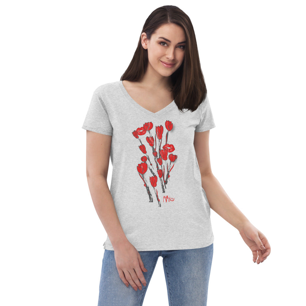 Kiss It Collection: Two-Lips Women’s Recycled V-Neck T-Shirt