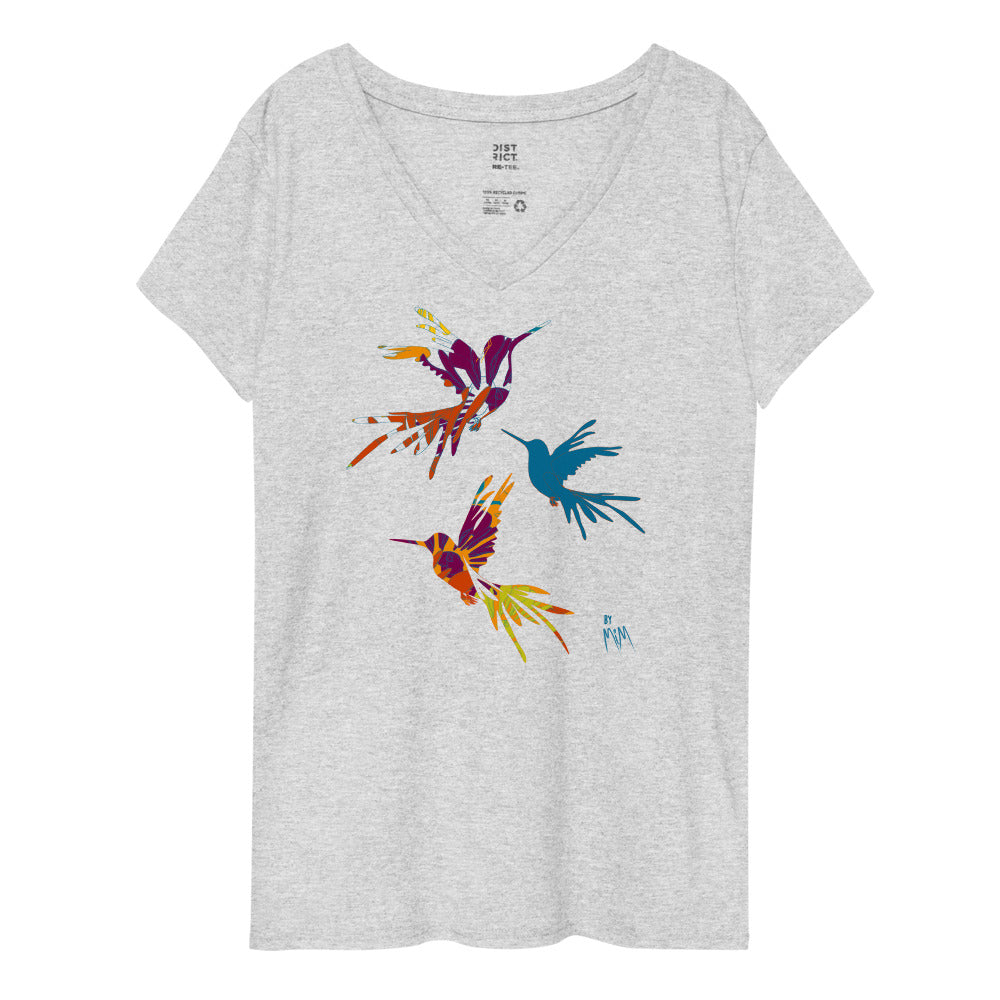 Simple Wear by MiM: Hummingbird Jazz - Women’s Recycled V-Neck T-Shirt