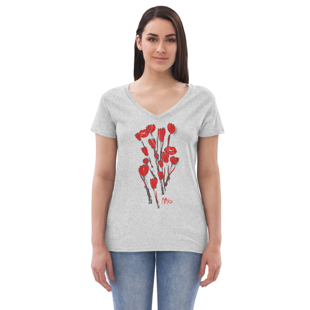 Kiss It Collection: Two-Lips Women’s Recycled V-Neck T-Shirt