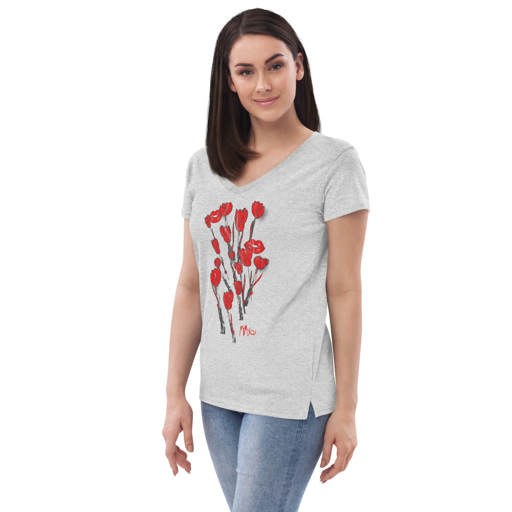 Kiss It Collection: Two-Lips Women’s Recycled V-Neck T-Shirt