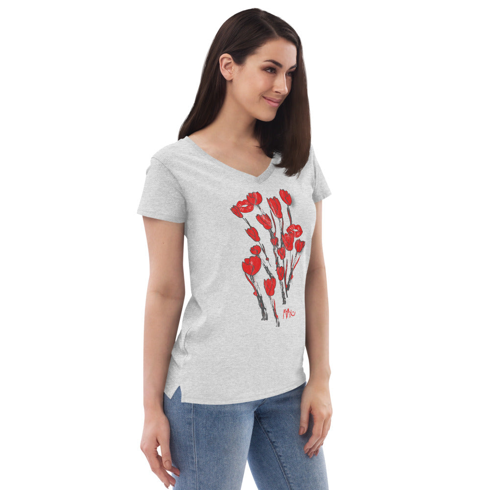 Kiss It Collection: Two-Lips Women’s Recycled V-Neck T-Shirt