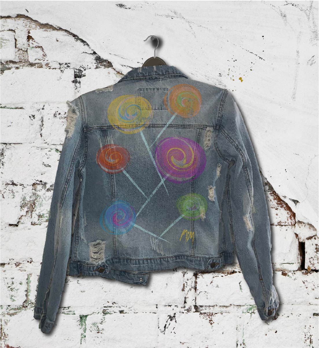 Kiss It Collection: Sweet Jacket - Hand-Painted Lollies on Denim