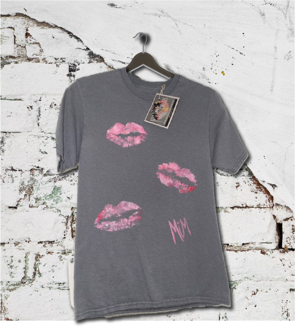 Kiss It Collection: 3Lips - Hand-Painted Cotton T-Shirt