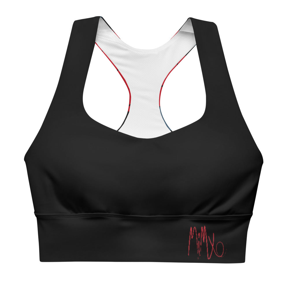 Big Bold Blooms Collection: Red, Black, and Blue Longline Sports Bra