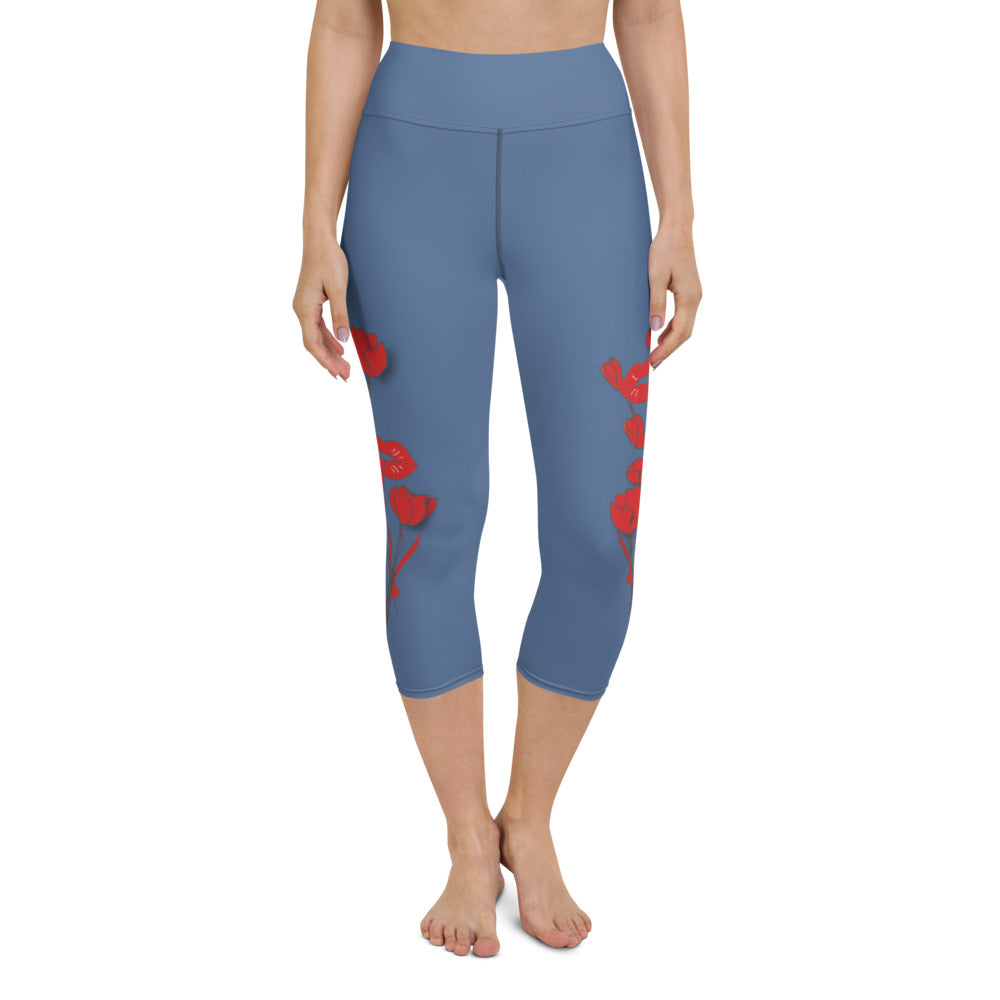 Kiss It Collection: Two-Lips High-Waisted Yoga Capri Leggings w/Inside Pocket