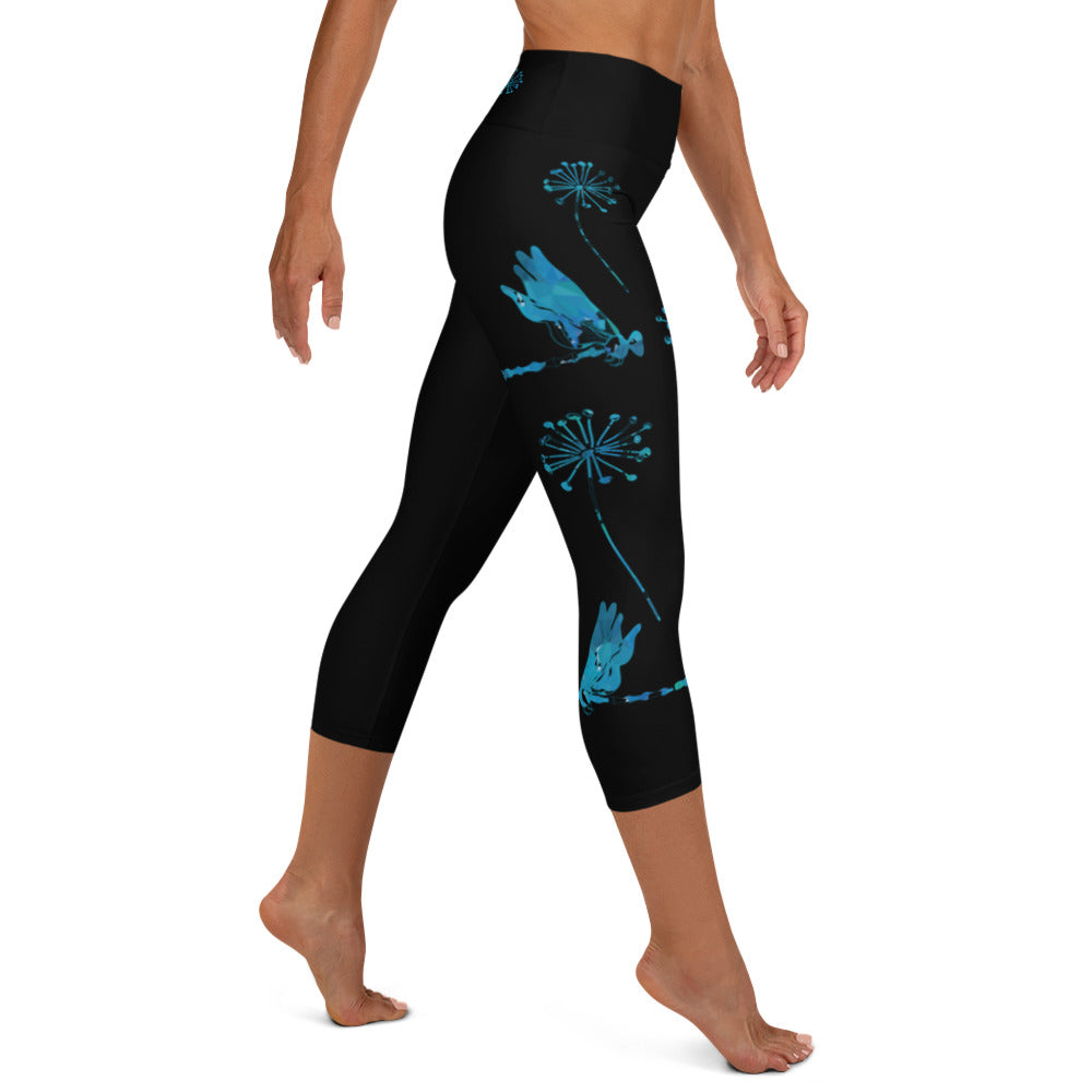 Blue Dande: High-Waisted Yoga Capri Leggings