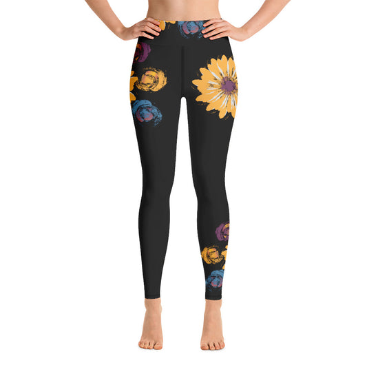 Sweet Grunge Flower Swag - High-Waisted Yoga Leggings