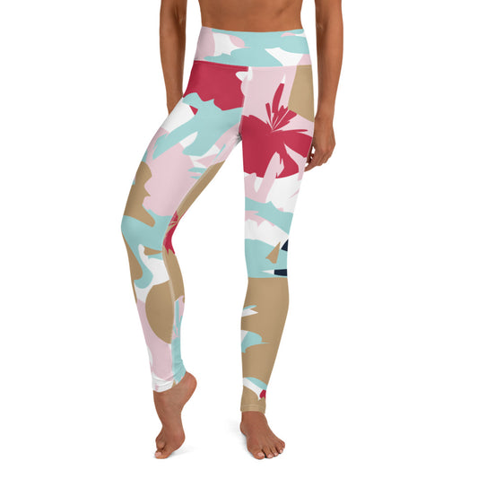 Abstract Blooms: High-Waisted Yoga Leggings w/Inside Pocket