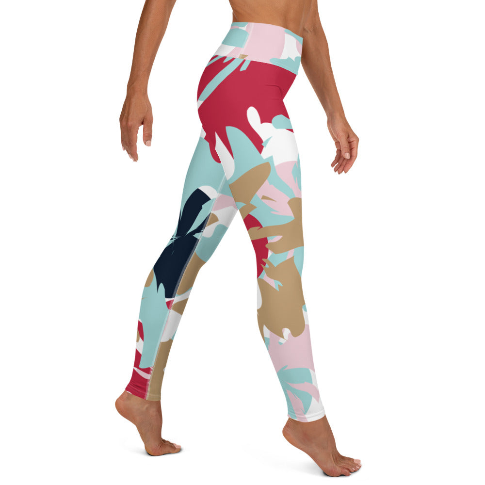 Abstract Blooms: High-Waisted Yoga Leggings w/Inside Pocket