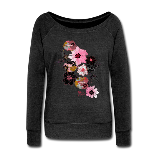 Kiss It Collection: Lip Collage Deux Women's Wideneck Sweatshirt - heather black