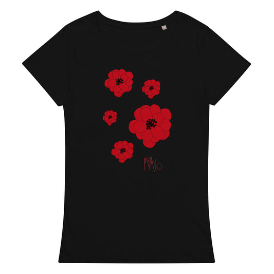 Big Bold Blooms Collection: Red, Black, and Blue Women’s Basic Organic T-Shirt