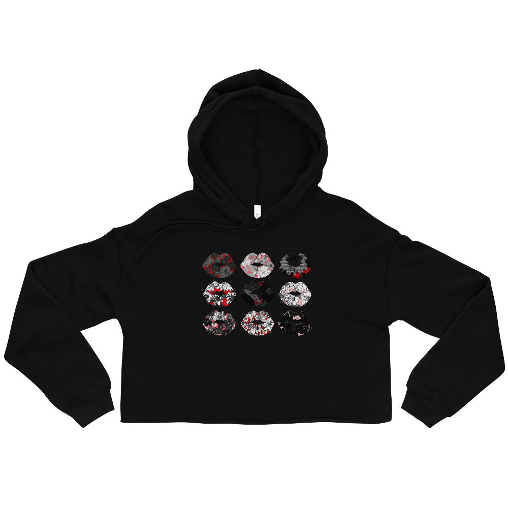Kiss It Collection: Fancy Lips Crop Hoodie on Airlume Cotton