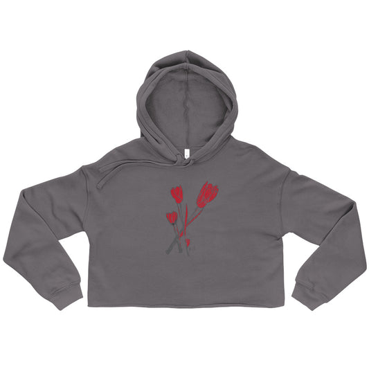 Kiss It Collection: Two-Lips Minimalist Raw Hem Crop Hoodie