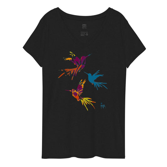 Simple Wear by MiM: Hummingbird Jazz - Women’s Recycled V-Neck T-Shirt