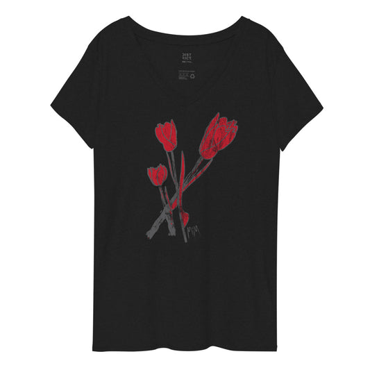 Kiss It Collection: Two-Lips Minimalist - Women’s Recycled V-Neck T-Shirt