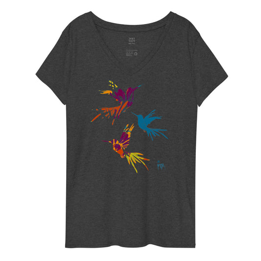 Simple Wear by MiM: Hummingbird Jazz - Women’s Recycled V-Neck T-Shirt