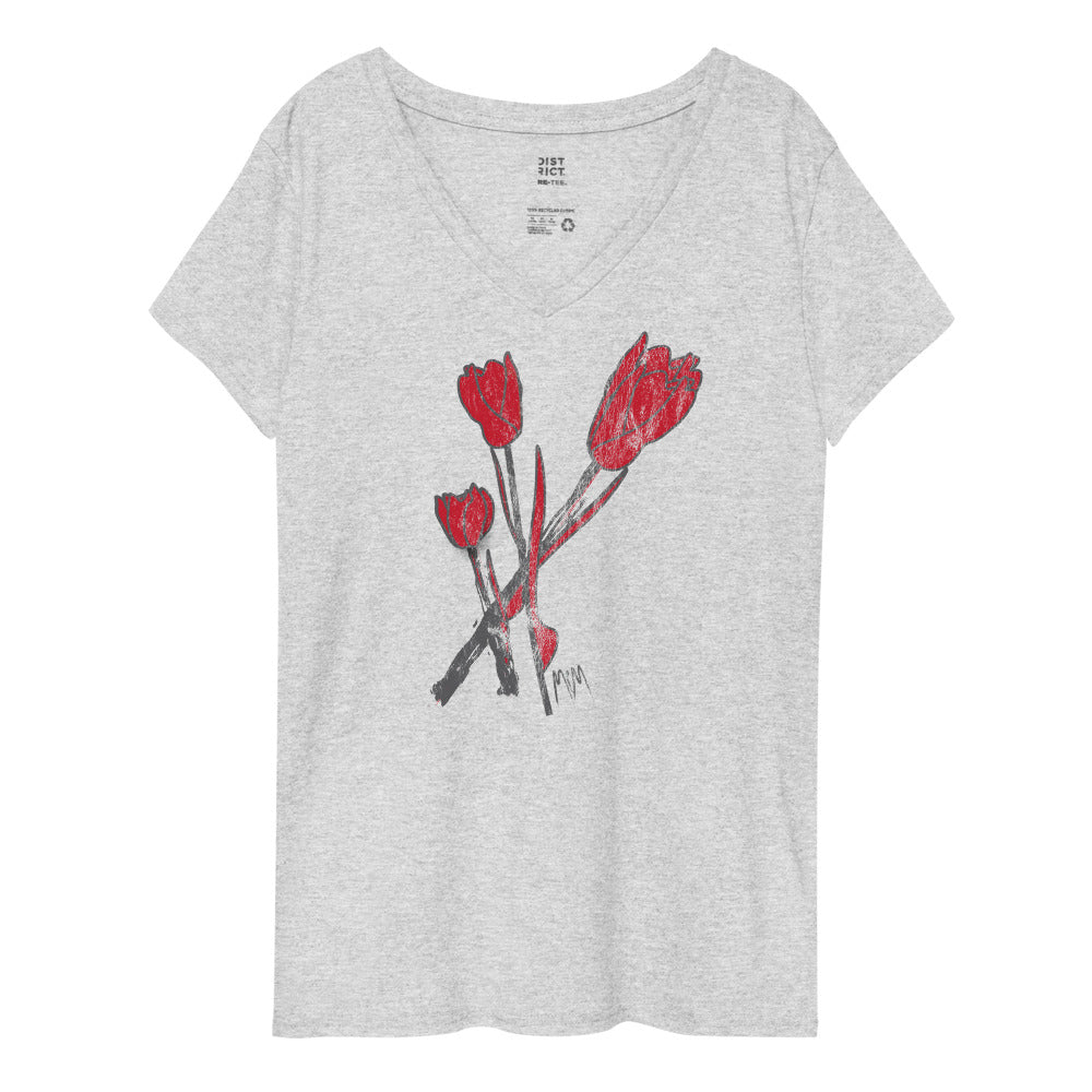 Kiss It Collection: Two-Lips Minimalist - Women’s Recycled V-Neck T-Shirt